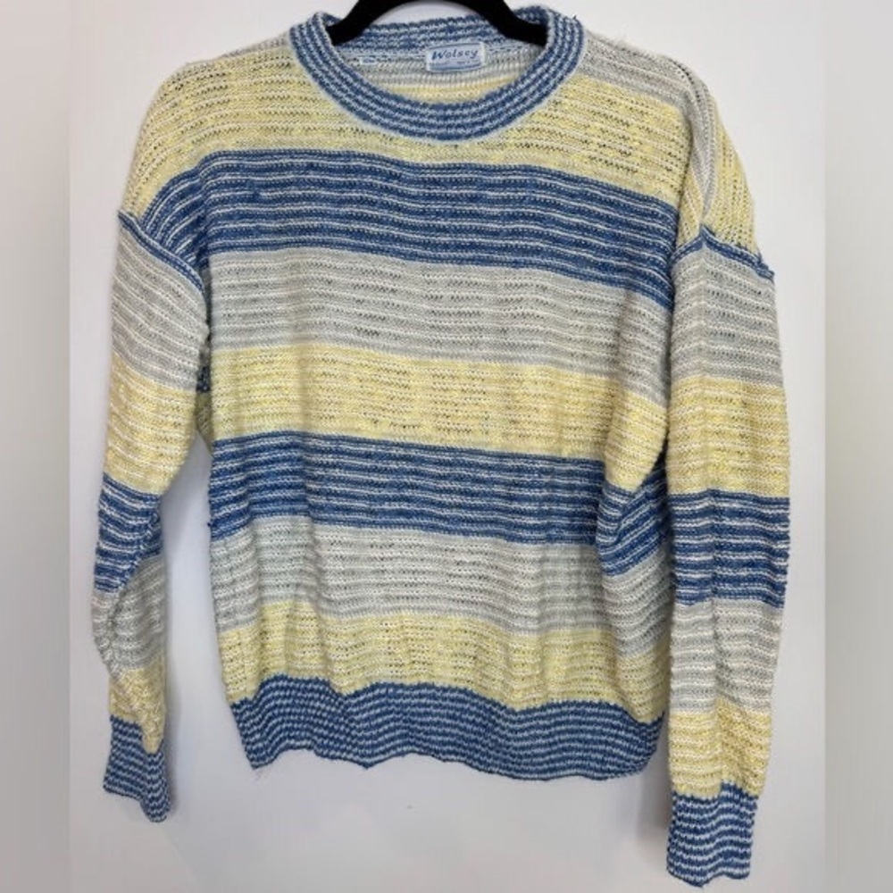 Blue, Yellow & Cream Striped Men's Sweater